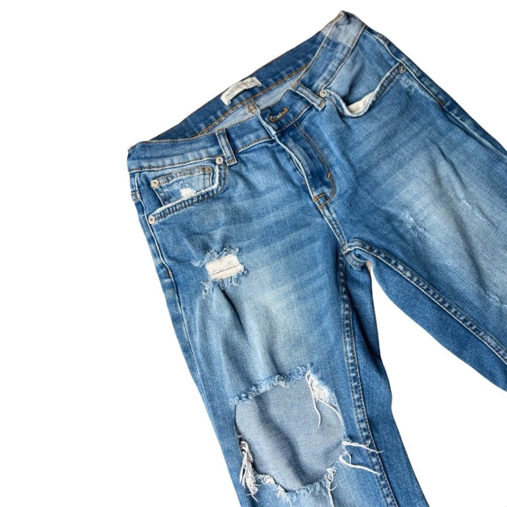 Zara Ripped Jeans Distressed Knees Size 2 Premium Denim